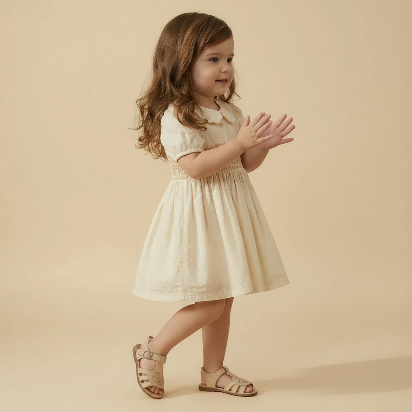 Butter Yellow Organic Smocked Collar Dress