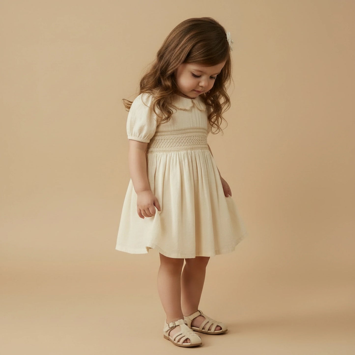 Butter Yellow Organic Smocked Collar Dress