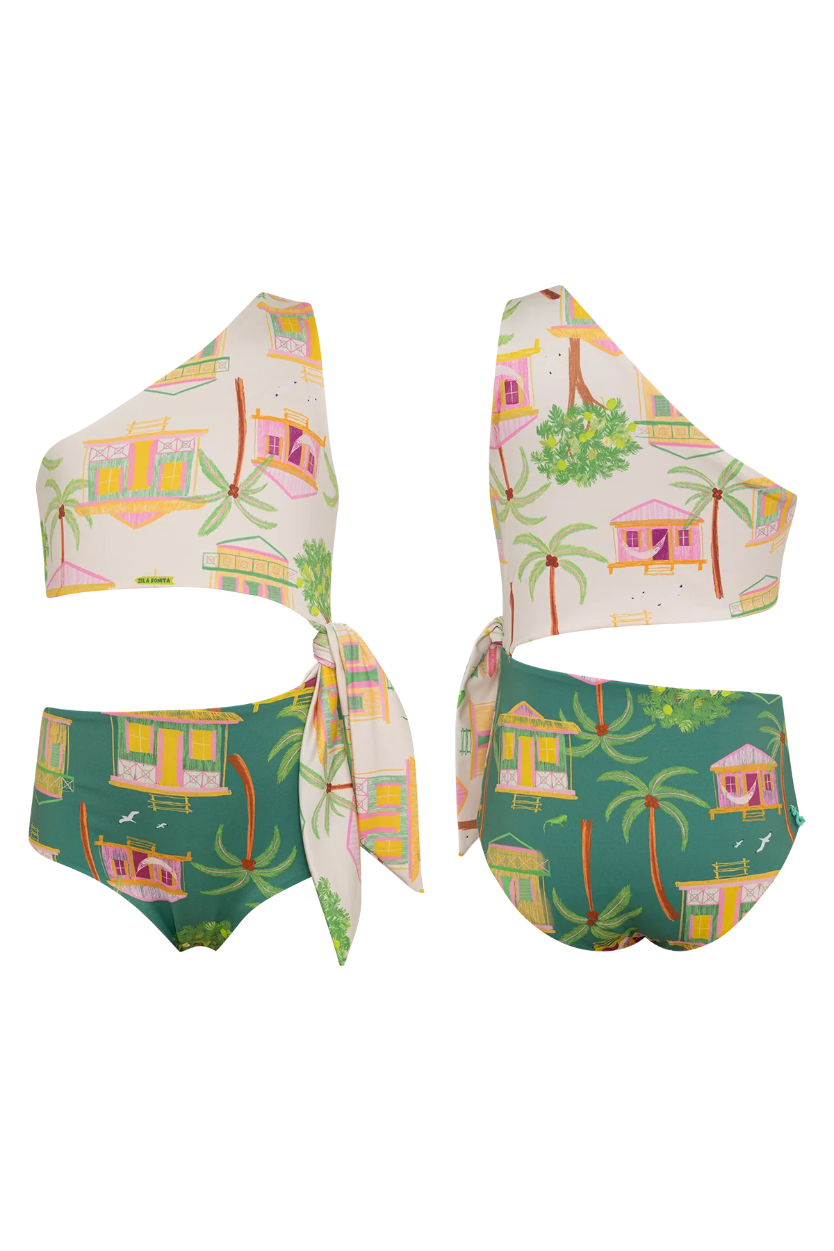 Pepita & Me Casitas Islenas Arena Knot Trikini in vibrant colors, featuring a stylish bikini top and bottom with knot details.