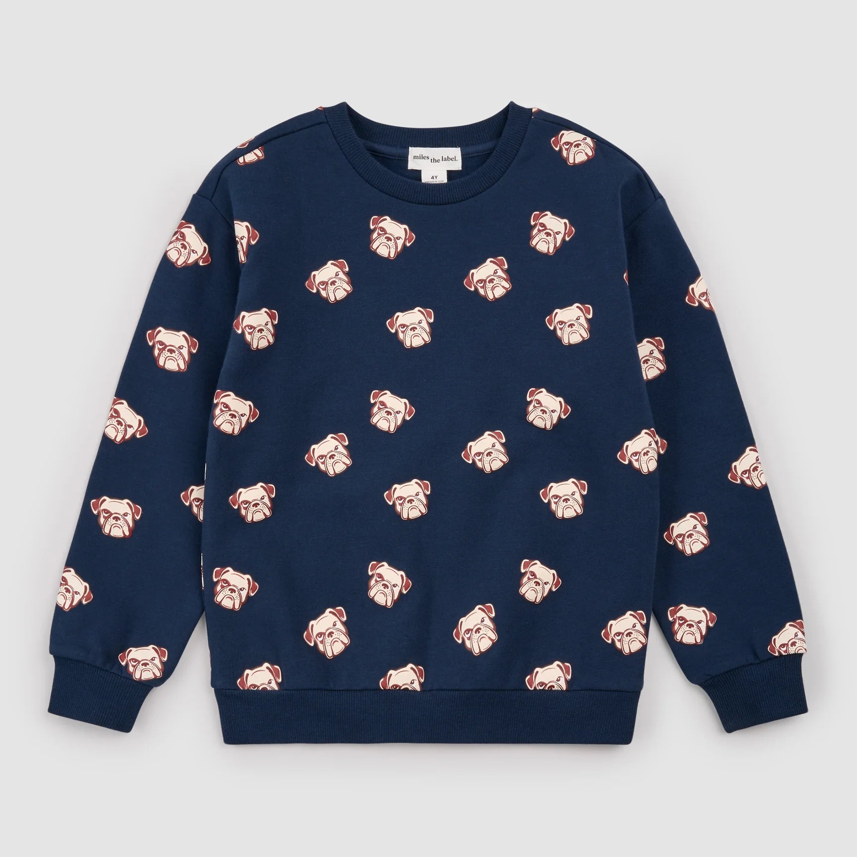 Navy Bulldog sweatshirt by Miles the Label featuring a classic design and comfortable fit, displayed on a plain background.