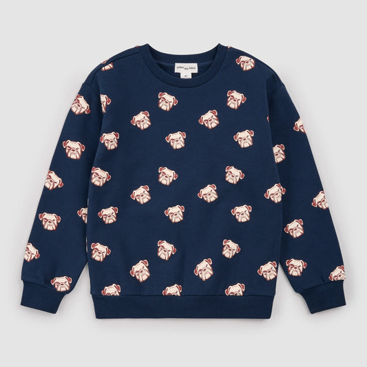 Navy Bulldog sweatshirt by Miles the Label featuring a classic design and comfortable fit, displayed on a plain background.