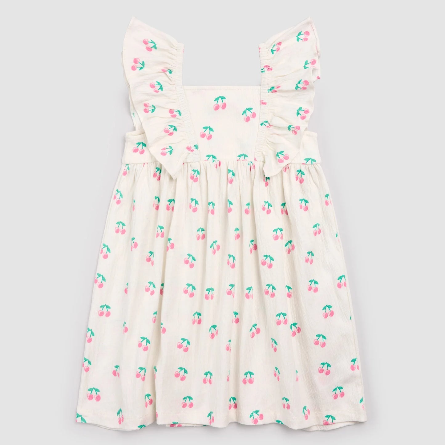 Cherries on Ivory Crinkle Jersey Dress