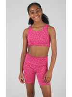 Pink Leopard Emersyn Ruffle Crop & Biker Short Set