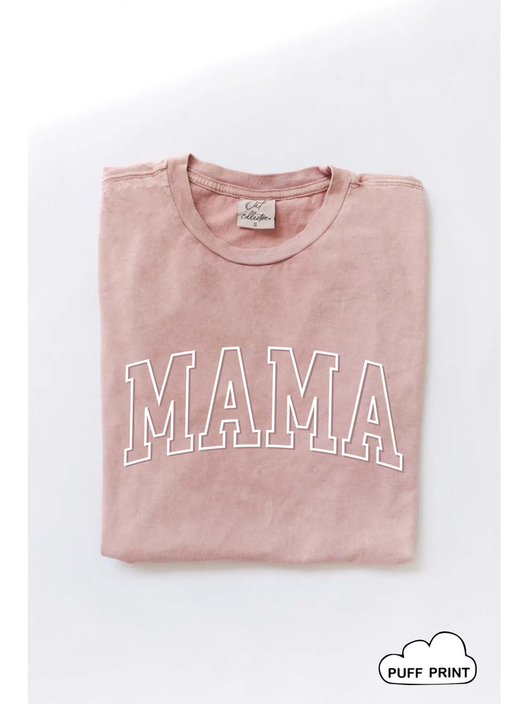 Oat Collective - Mama Puff Print Mineral Washed Graphic Top Soft Pink