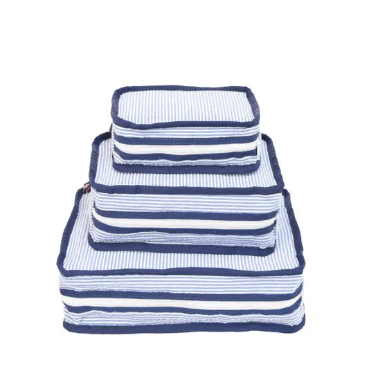 Mint - Navy Seersucker Stacking Set