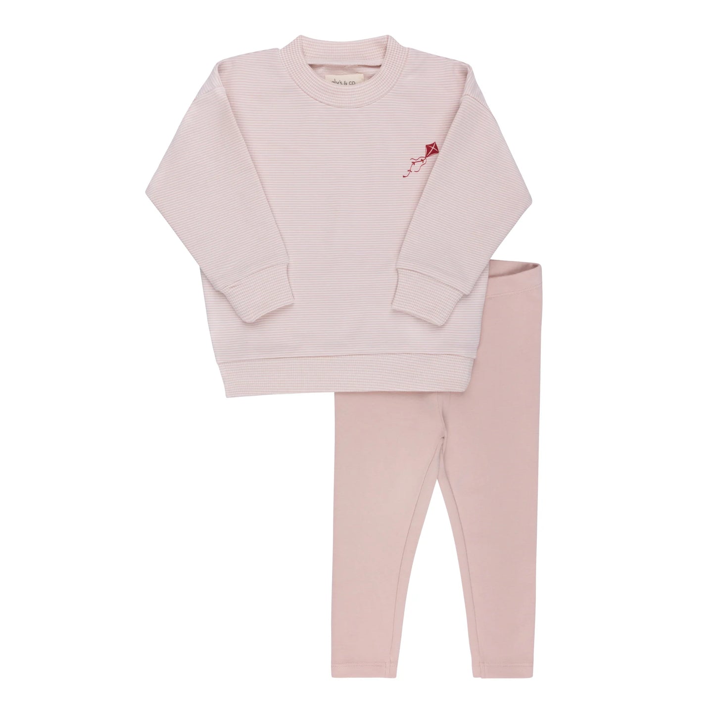 Ely's & Co - Organic French Terry Kite & Propeller Collection - Lounge Set - Pink Stripes