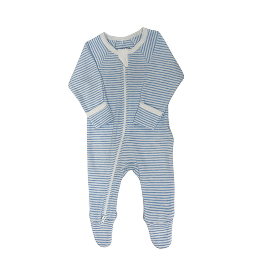 Purebaby - Blue Stripe Zippered Footie