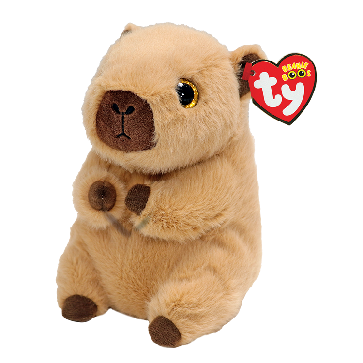 Soft plush Lara teddy bear by Ty with pastel pink and white fur, featuring embroidered eyes and a friendly expression.