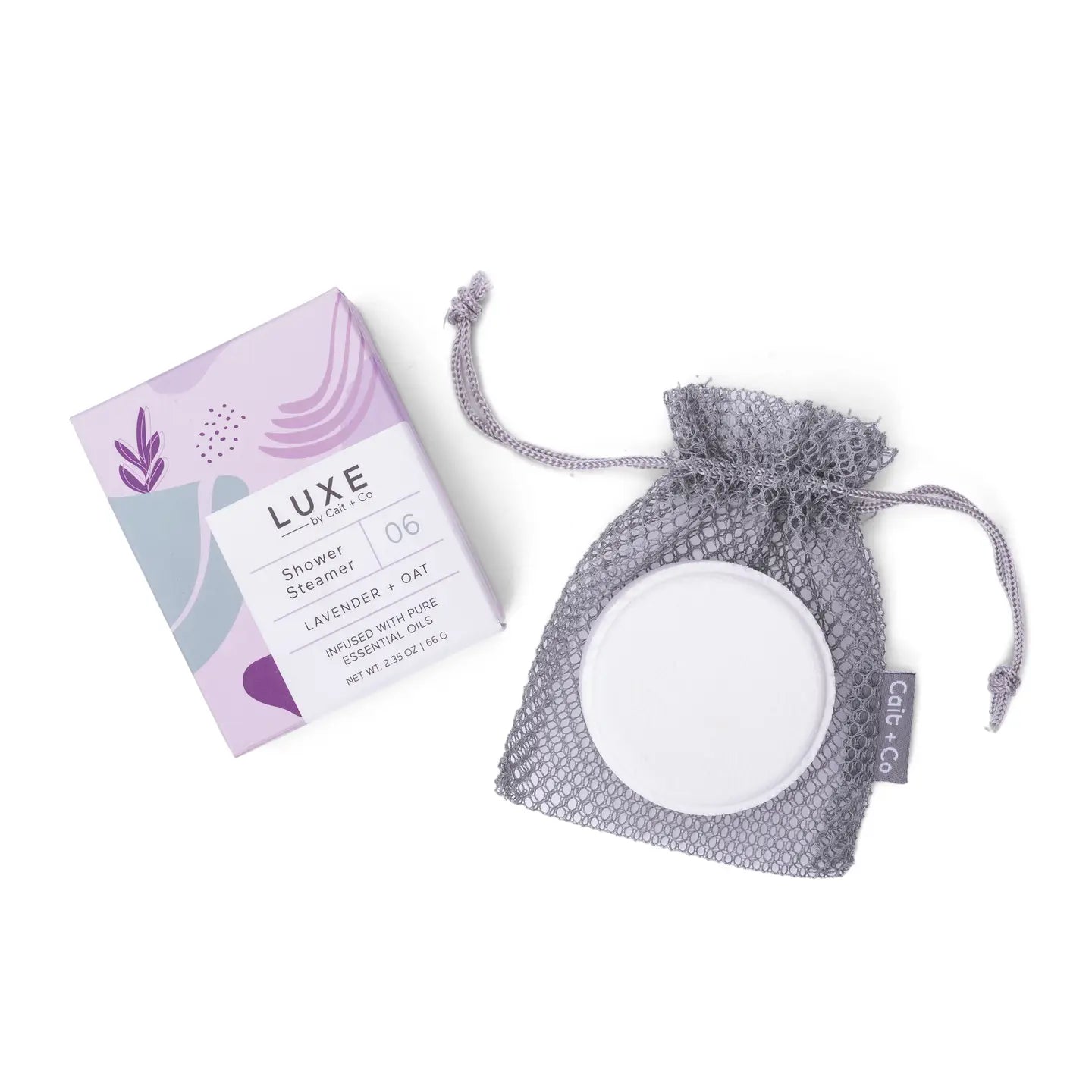 Cait + Co - Luxe Lavender + Oat Shower Steamer Fizzy Bomb