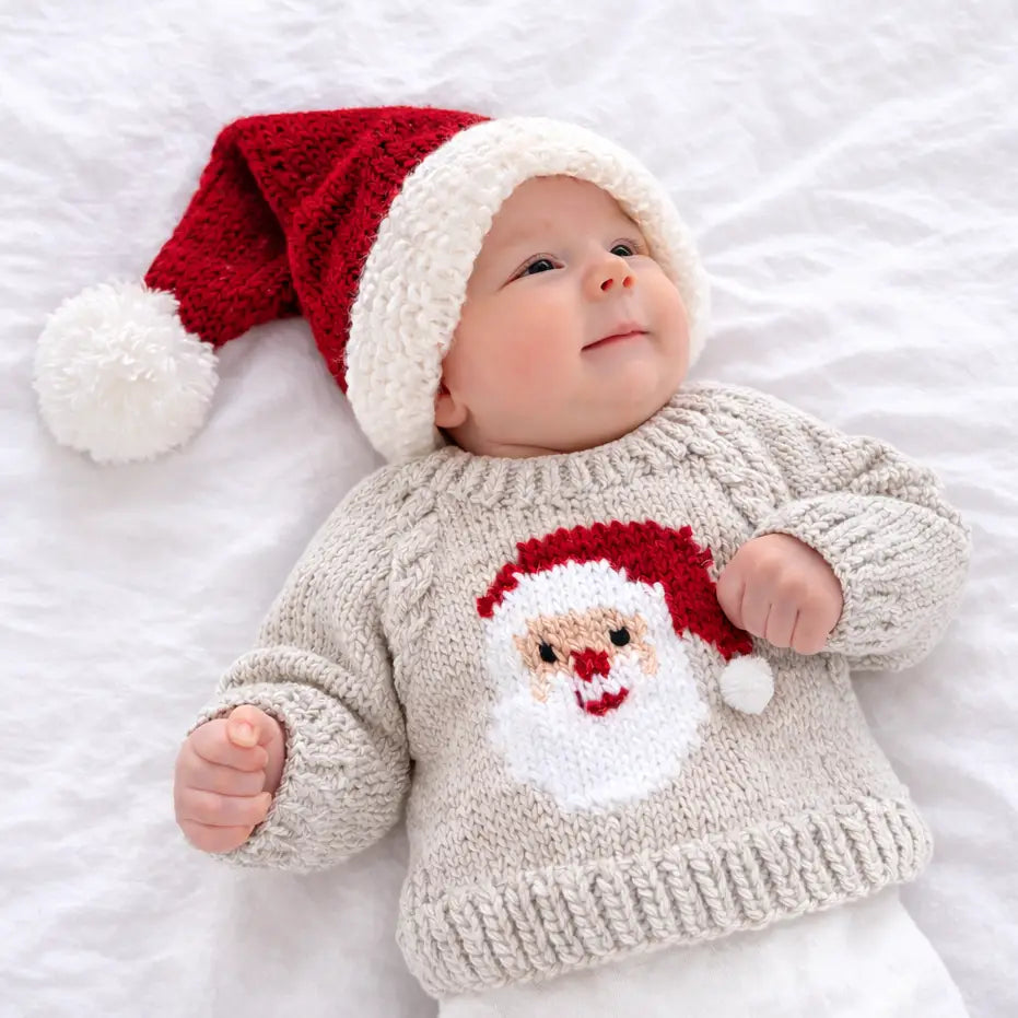 Santa Crimson Stocking Hat For Baby & Kids