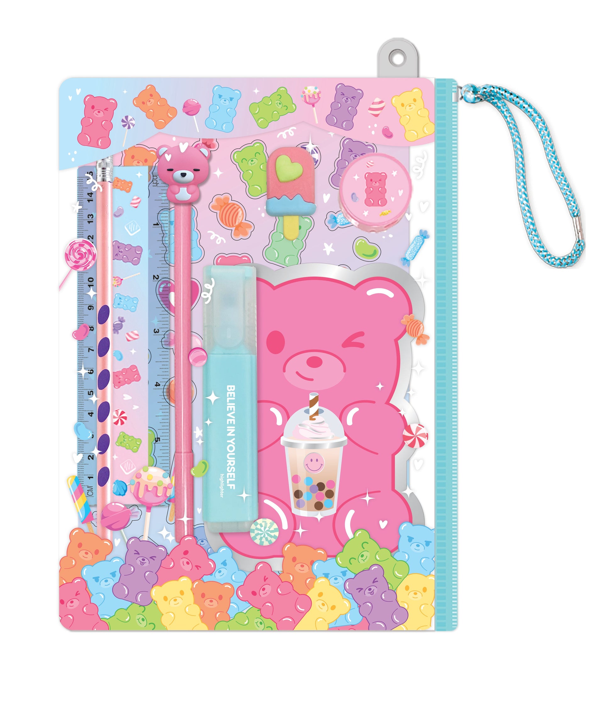 Gummy Bear Writing Portfolio by Hot Focus, colorful folder with gummy bear design for organizing documents or artwork.