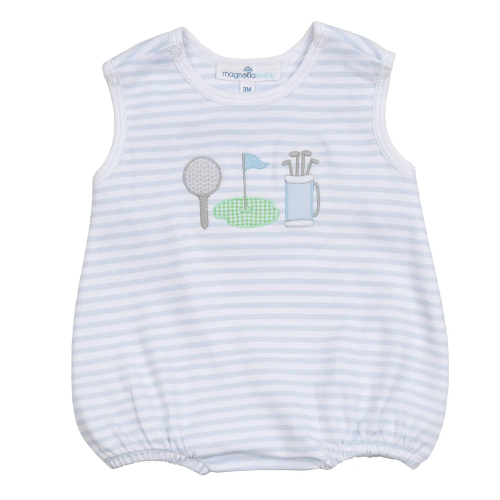 Magnolia Baby - Putting Green Applique Light Blue S/less Bubble