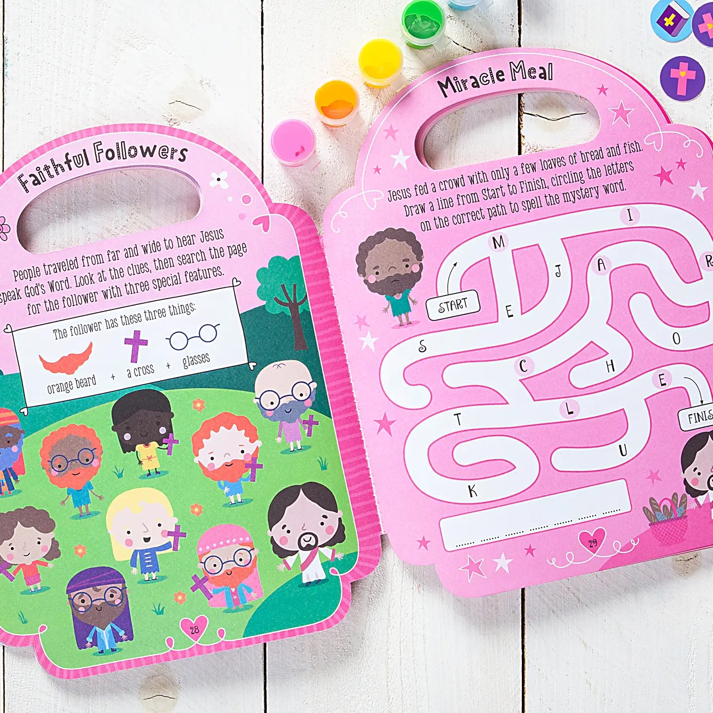 My Pretty Pink Bible Activity Book by BroadStreet Publishing Group, LLC, featuring colorful illustrations and engaging activities for children.