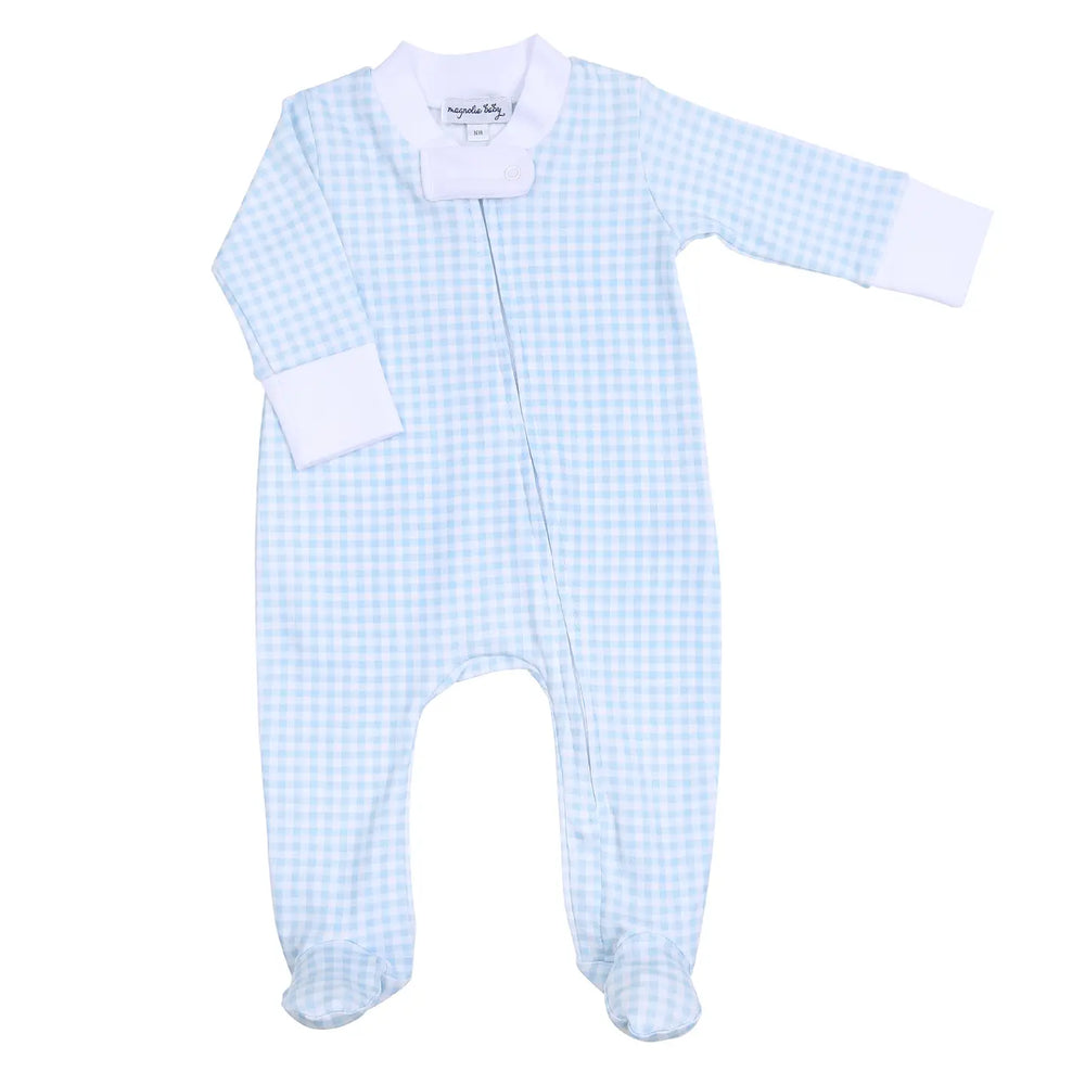 Magnolia Baby - Peek-A-Boo Wishes Light Blue Zipper Footie
