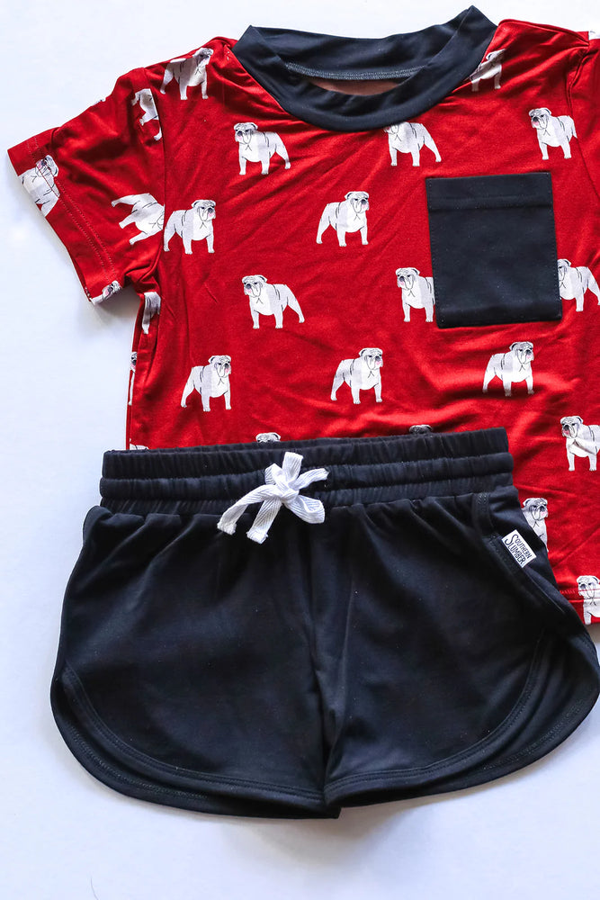 Game Day - Red Bulldog Bamboo Varsity Short Set - T-shirt & Shorts