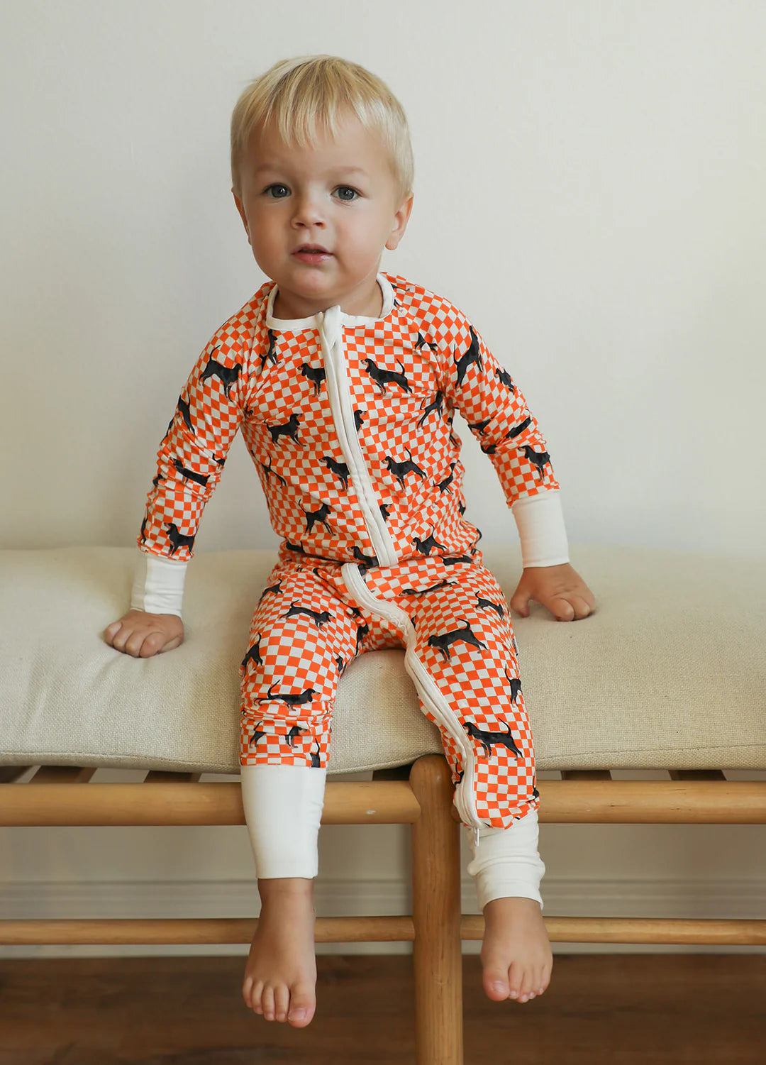 Southern Slumber Game Day Coonhound bamboo sleeper with double zippers, soft and comfortable sleepwear for dog lovers.