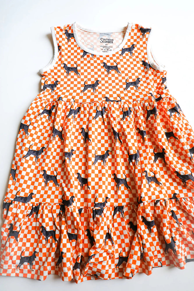 Game Day - Coonhound Bamboo Tiered Twirl Dress - with Pockets