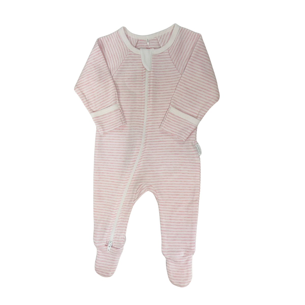 Purebaby - Pink Stripe Zippered Footie