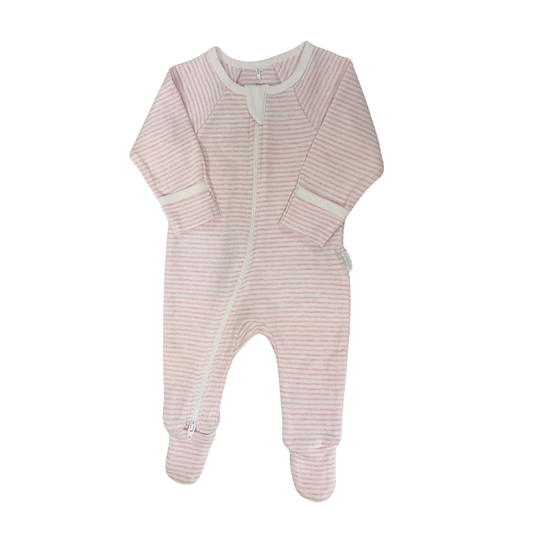 Purebaby - Pink Stripe Zippered Footie