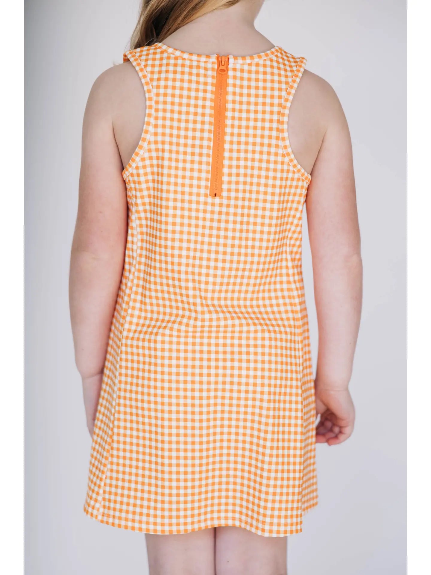 The Grace Gingham Dress Go Vols Woven Label | Youth Bright Orange Gingham