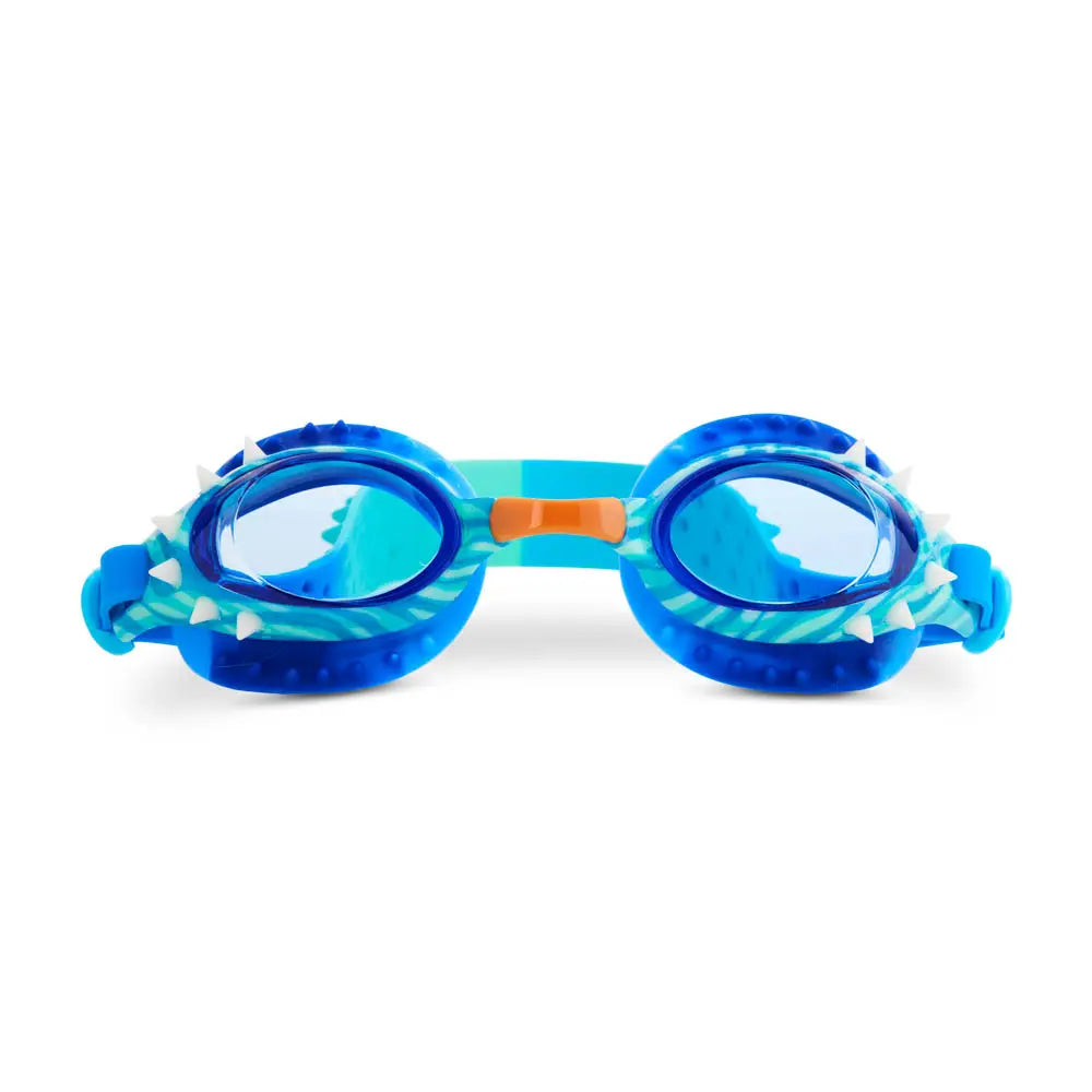Bling2o Dino Dive kids' swim goggles with colorful dinosaur design and adjustable strap, perfect for young swimmers.