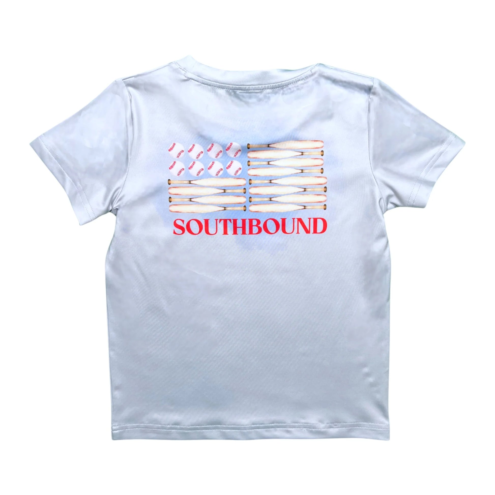 SouthBound Baseball Flag Performance Tee featuring a baseball flag graphic on a comfortable athletic shirt.