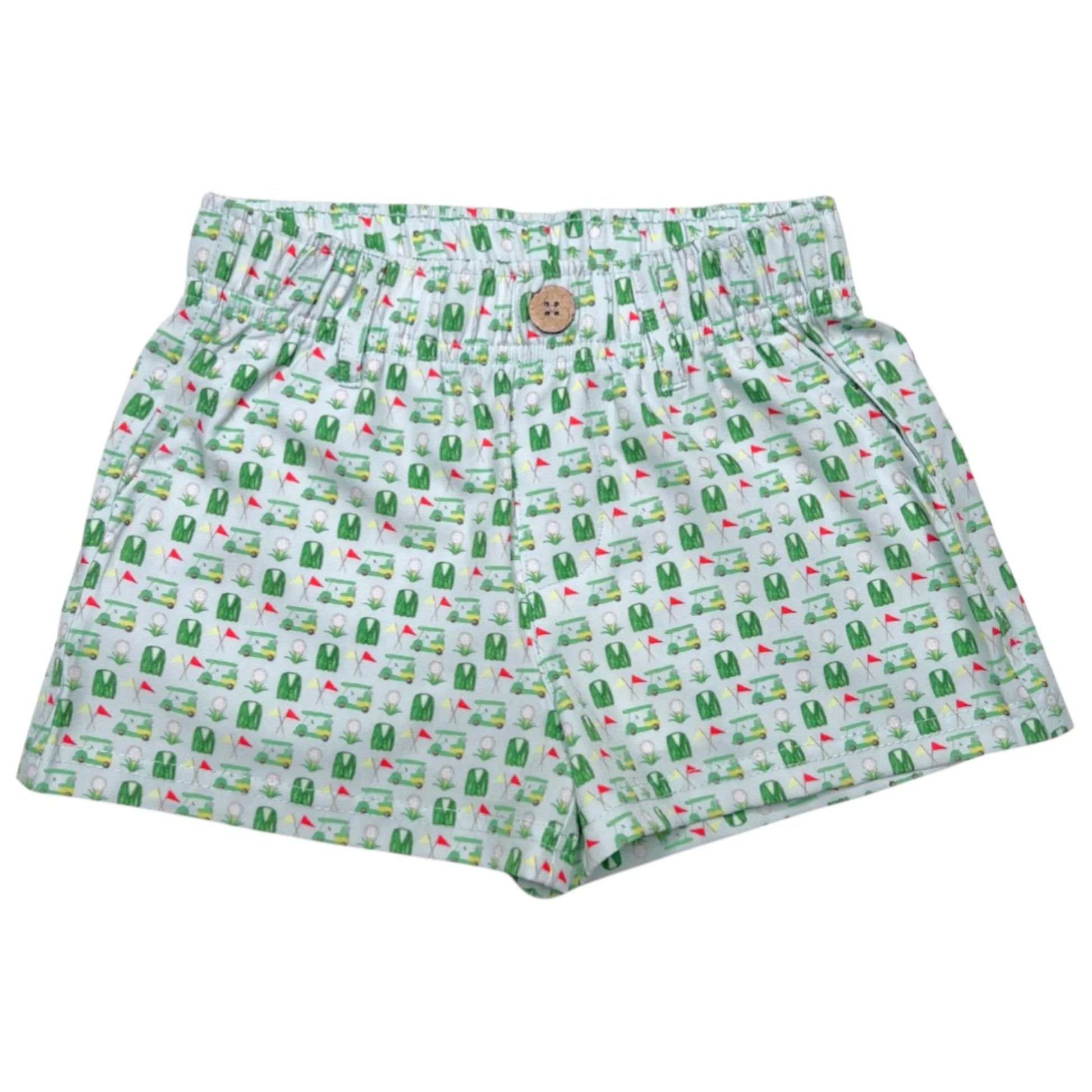 SouthBound green golf performance play shorts, lightweight and breathable with a comfortable fit, designed for active sportswear.