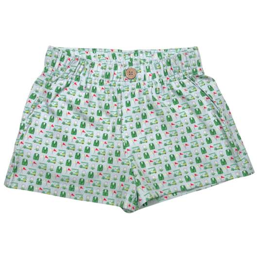SouthBound green golf performance play shorts, lightweight and breathable with a comfortable fit, designed for active sportswear.