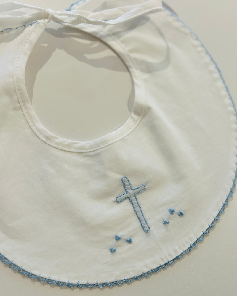 Baby Sen - White Bib - Blue Cross