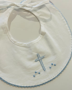 Baby Sen - White Bib - Blue Cross