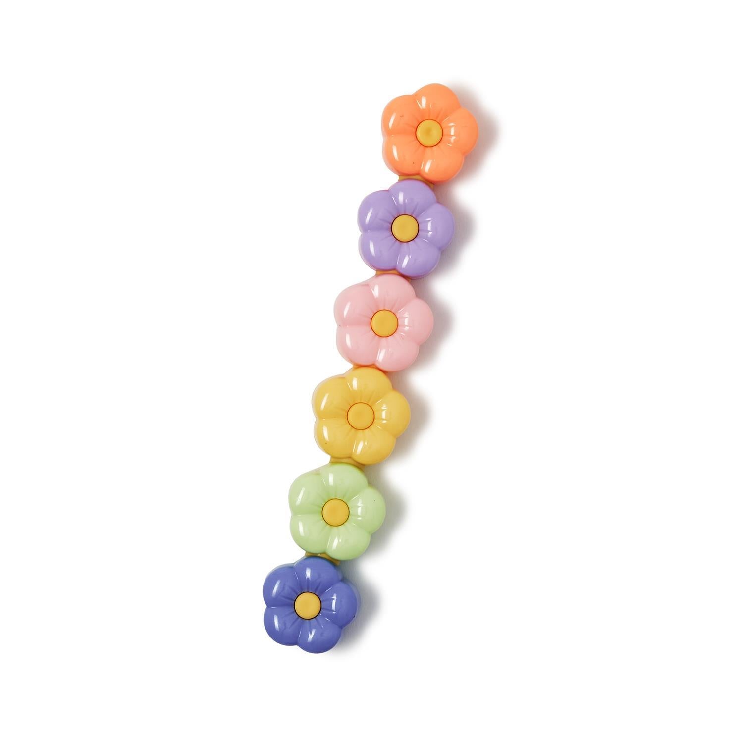 Set of three Twos Company Flower Power Stackable Flower Highlighters with colorful flower designs and ergonomic grips.