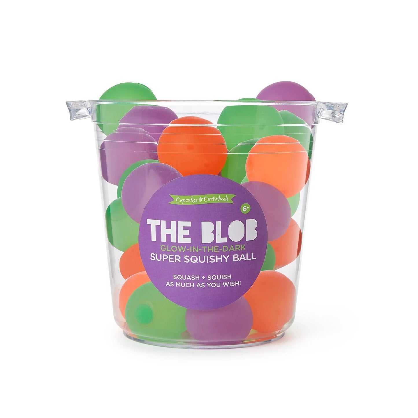 Glow in the Dark Blob Ball by Twos Company showing its luminous, stretchy, and playful rubber texture in a vibrant, fun shape.