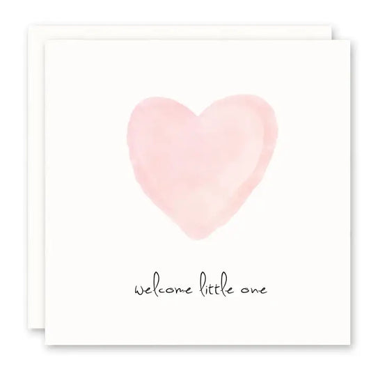 Welcome Little One Card (Pink Heart) - New Baby Girl Card Plain