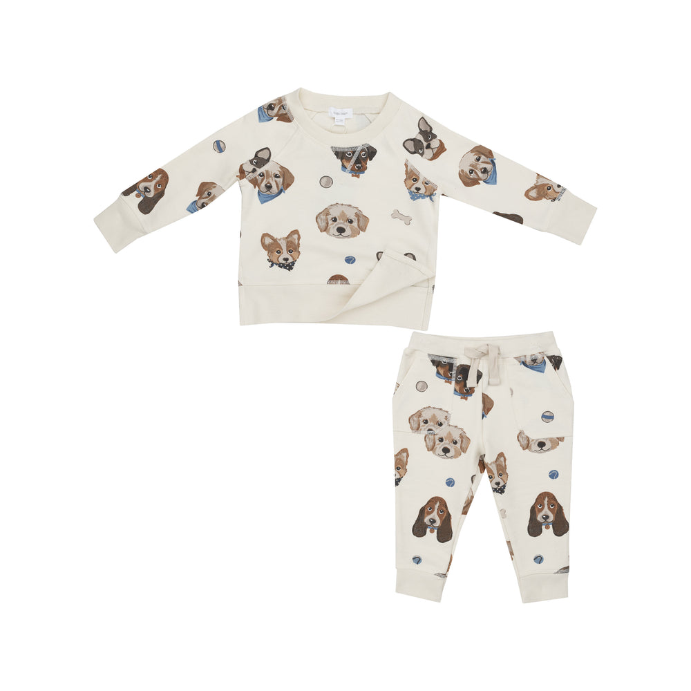 Angel Dear - Vintage Puppy Faces Sweatshirt & Jogger Set