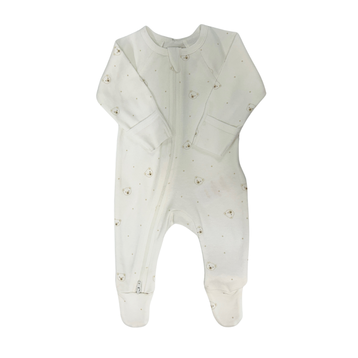 Purebaby - Tan Bear Zippered Footie