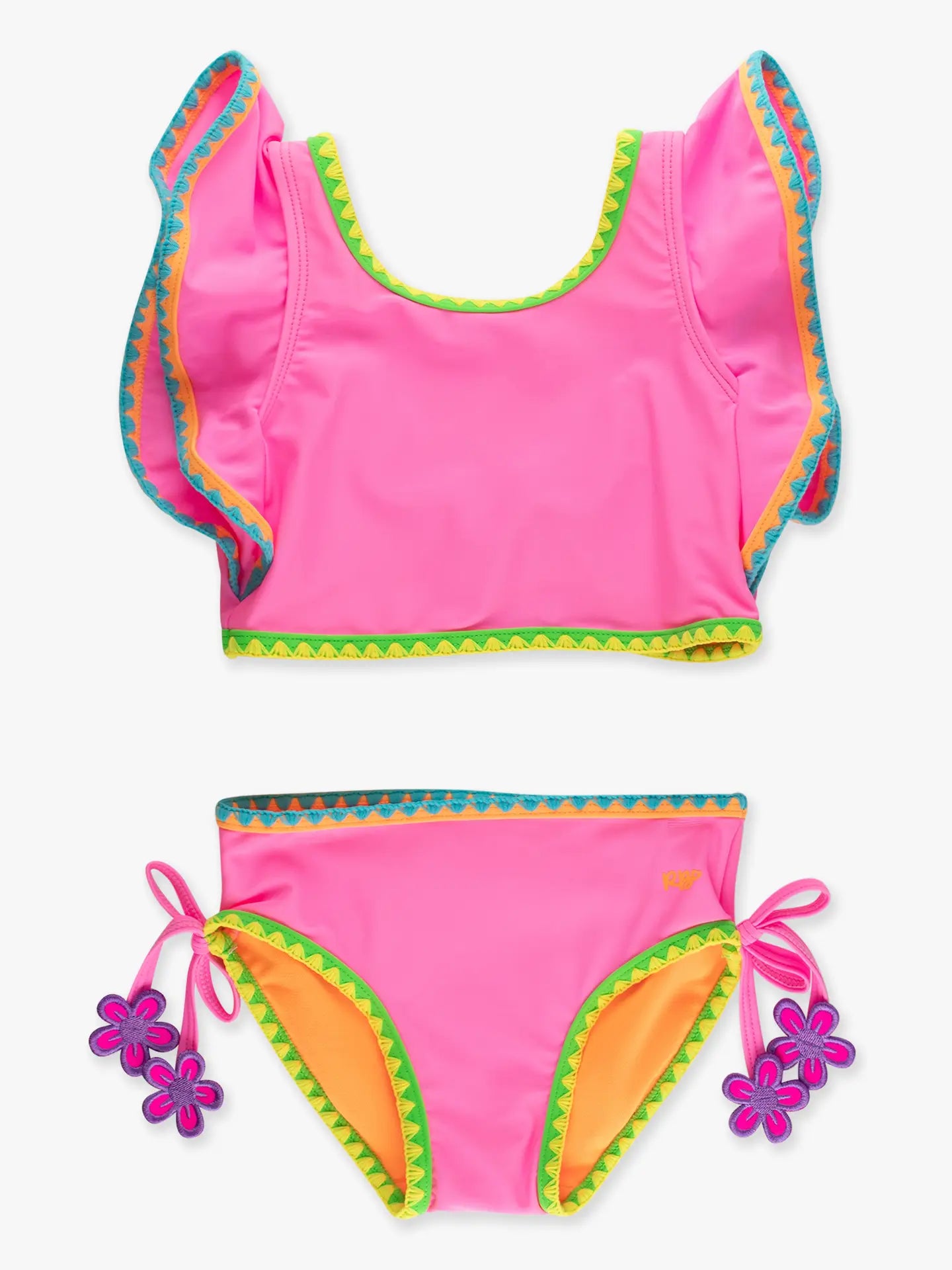 Neon Pink Crochet Detail Butterfly Tankini 2-Piece Swimsuit