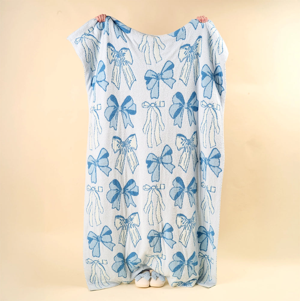 The Darling Effect - Cozy Dreams Luxe Blanket-Blushing Bows Blue