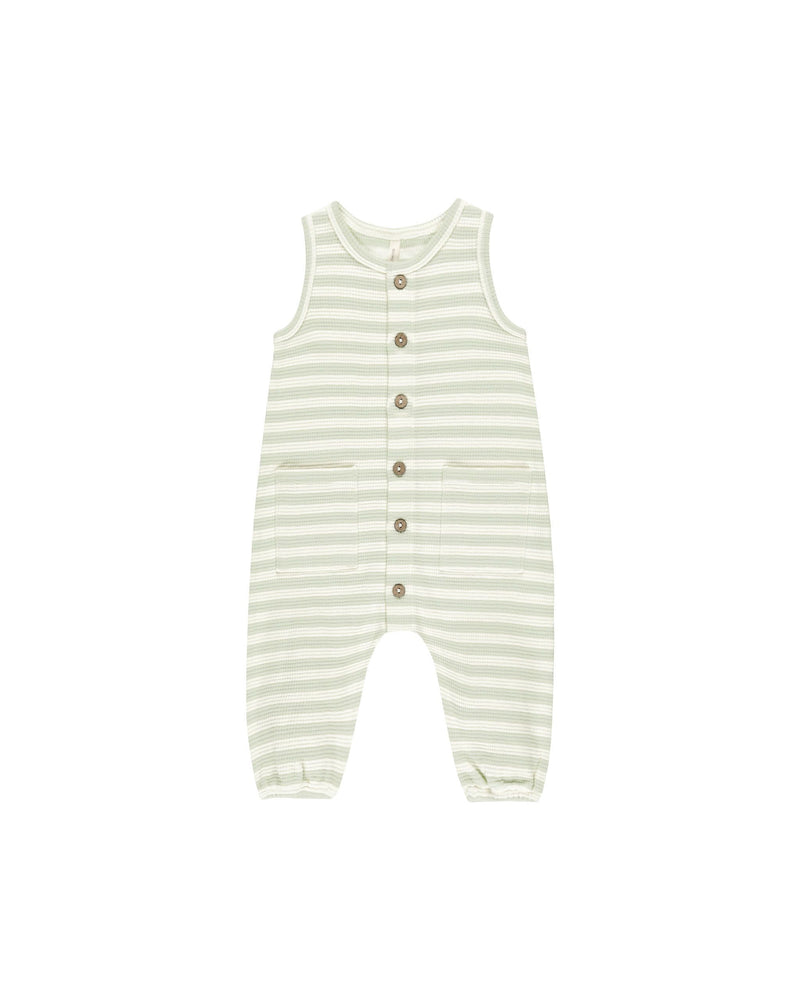 Quincy Mae - Mint Stripe Waffle Jumpsuit