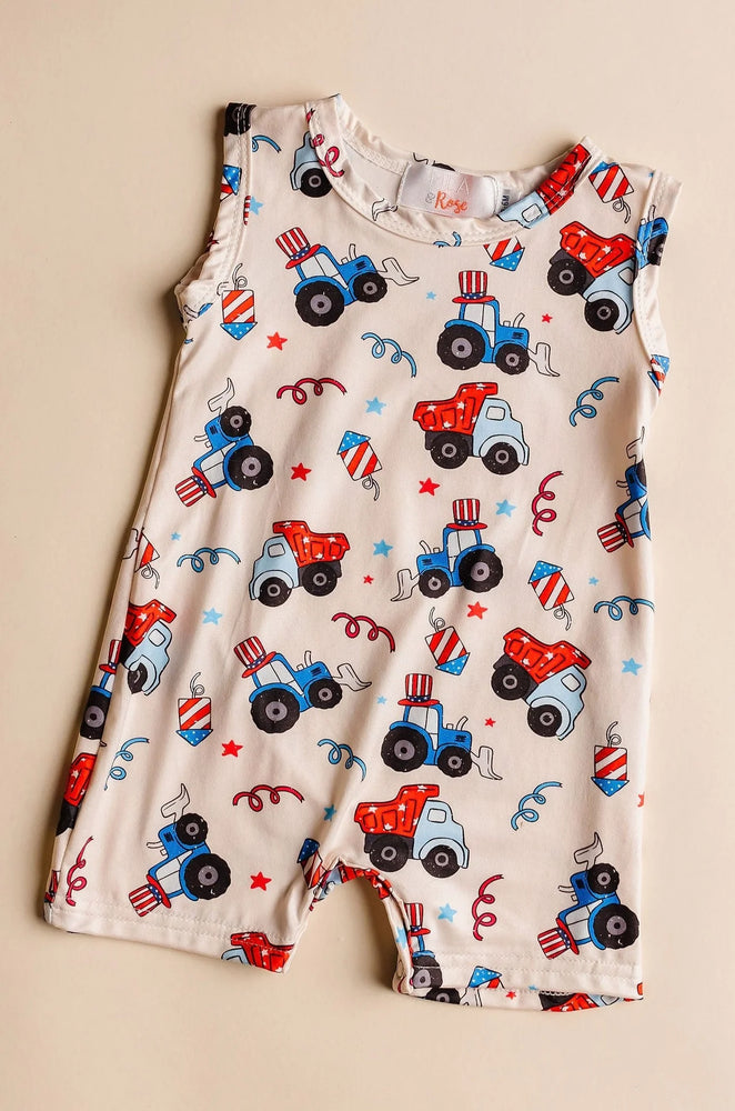 Mila & Rose - 4th of July Tractor Shorty One-Piece