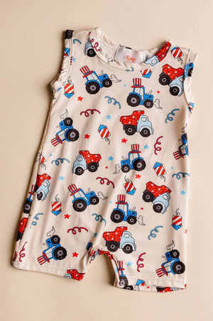 Mila & Rose - 4th of July Tractor Shorty One-Piece