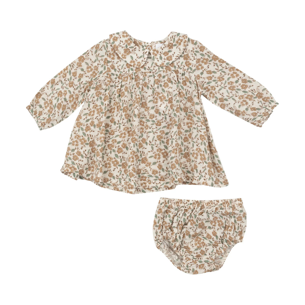 Angel Dear - Peter Pan Collar Dress and Diaper Cover Bitty Brown Floral