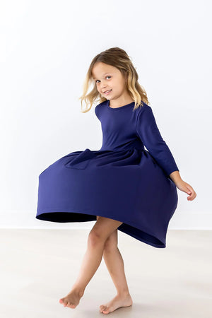 Mila & Rose - Navy 3/4 Pocket Twirl Dress