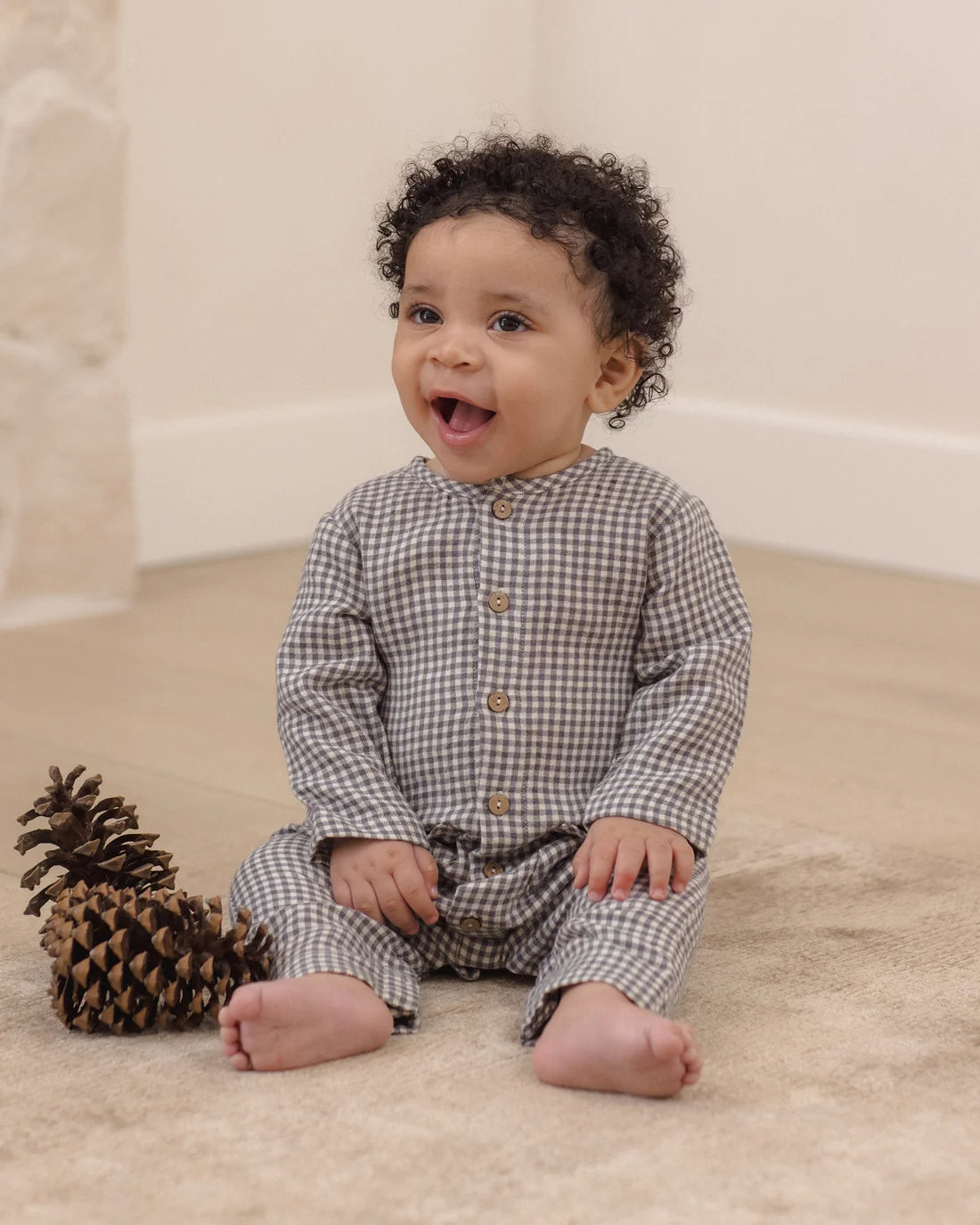 Midnight Gingham Pocketed Woven Jumpsuit