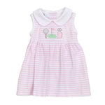 Magnolia Baby - Putting Green Applique Pink Collared Toddler Dress