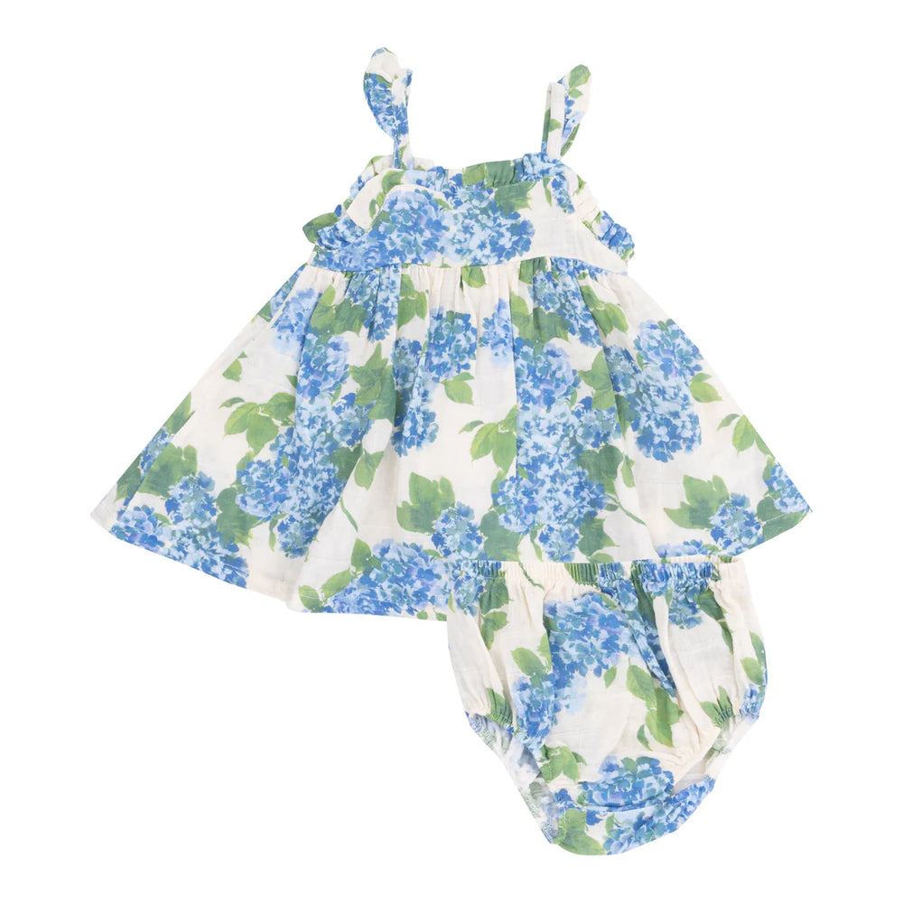 Angel Dear - Watercolor Hydrangeas Ruffle Sundress