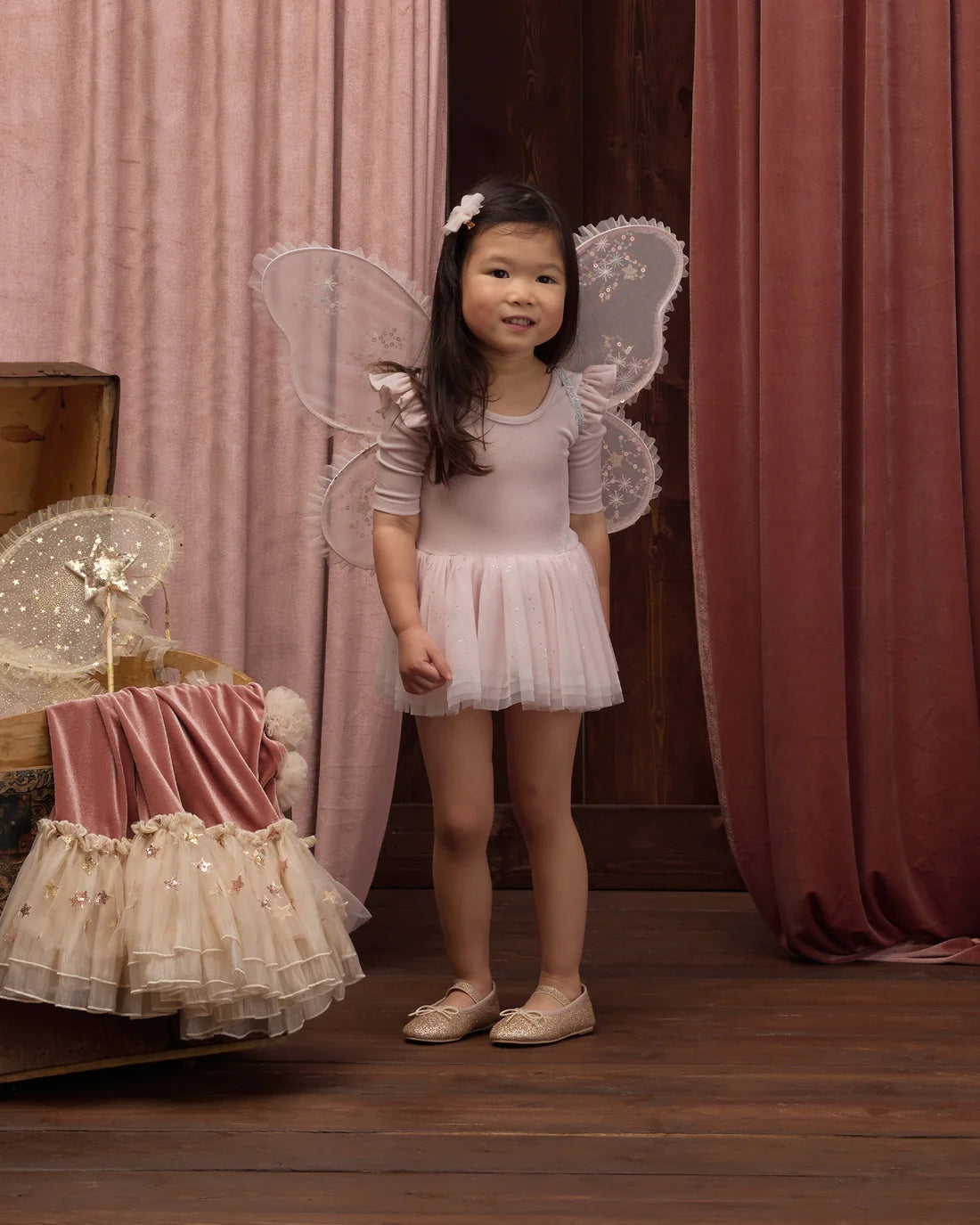 Pink wings costume accessory by Noralee with feathered design, perfect for dress-up or costume parties.