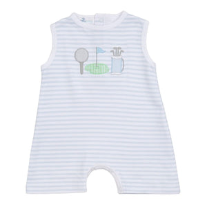 Magnolia Baby - Putting Green Applique Light Blue Playsuit