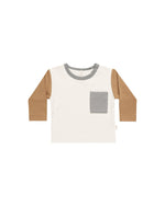 Quincy Mae - Color Block LS Pocket Tee