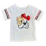 Lulu Bebe - Sequin Bulldog Puff Sleeve Tee
