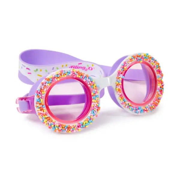 Bling2o Do Nuts 4 U kids' swim goggles with colorful, fun nut and donut design for children swimming and water activities.